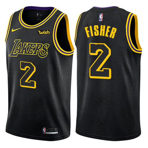 Men's Nike Los Angeles Lakers #2 Derek Fisher Authentic Black City Edition NBA Jersey