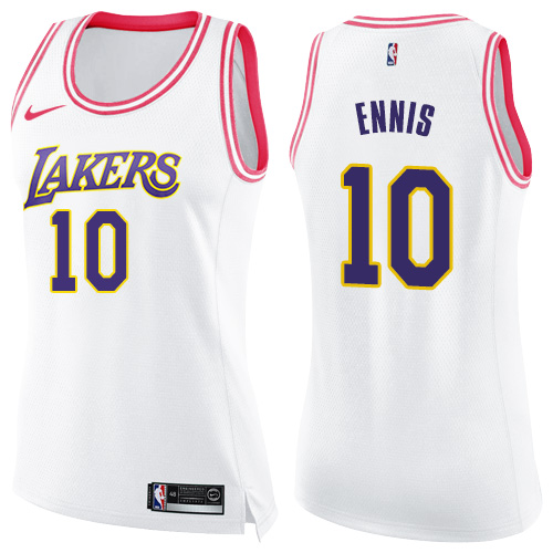 Women's Nike Los Angeles Lakers #10 Tyler Ennis Swingman White/Pink Fashion NBA Jersey