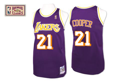 Men's Mitchell and Ness Los Angeles Lakers #21 Michael Cooper Authentic Purple Throwback NBA Jersey