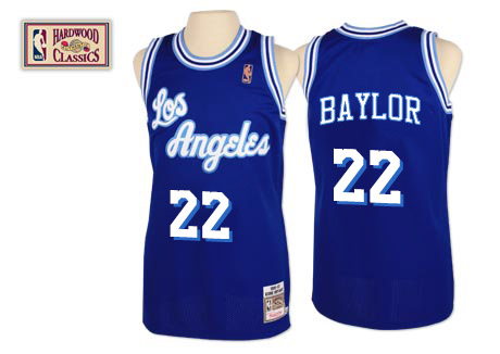 Men's Mitchell and Ness Los Angeles Lakers #22 Elgin Baylor Authentic Blue Throwback NBA Jersey