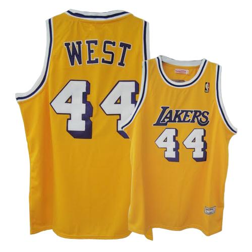 Men's Mitchell and Ness Los Angeles Lakers #44 Jerry West Swingman Gold Throwback NBA Jersey