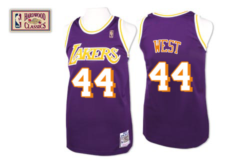 Men's Mitchell and Ness Los Angeles Lakers #44 Jerry West Swingman Purple Throwback NBA Jersey