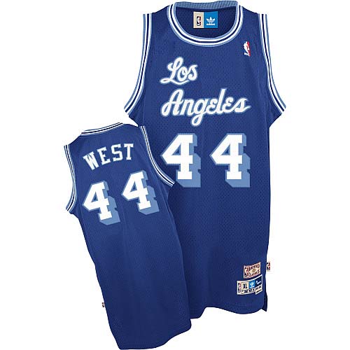 Men's Mitchell and Ness Los Angeles Lakers #44 Jerry West Authentic Blue Throwback NBA Jersey