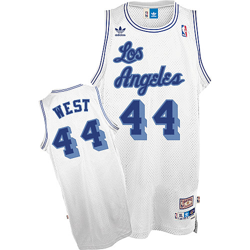 Men's Mitchell and Ness Los Angeles Lakers #44 Jerry West Swingman White Throwback NBA Jersey