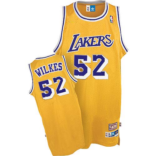 Men's Adidas Los Angeles Lakers #52 Jamaal Wilkes Authentic Gold Throwback NBA Jersey