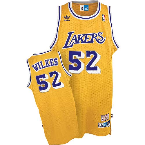 Men's Adidas Los Angeles Lakers #52 Jamaal Wilkes Swingman Gold Throwback NBA Jersey