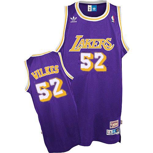 Men's Adidas Los Angeles Lakers #52 Jamaal Wilkes Swingman Purple Throwback NBA Jersey