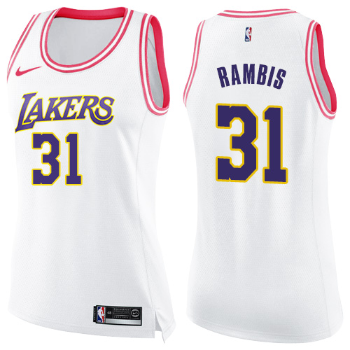 Women's Nike Los Angeles Lakers #31 Kurt Rambis Swingman White/Pink Fashion NBA Jersey