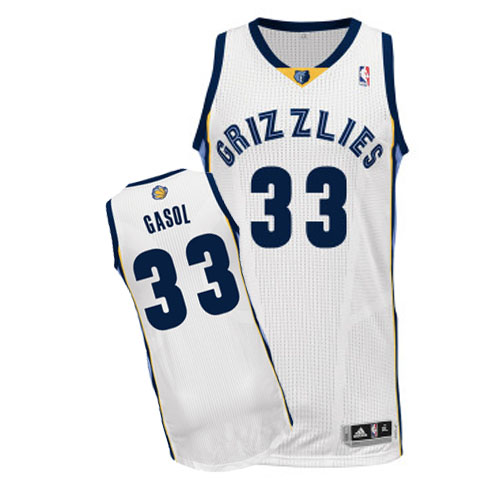 Men's Adidas Memphis Grizzlies #33 Marc Gasol Authentic White Home NBA Jersey