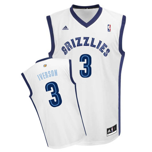 Men's Adidas Memphis Grizzlies #3 Allen Iverson Swingman White Home NBA Jersey