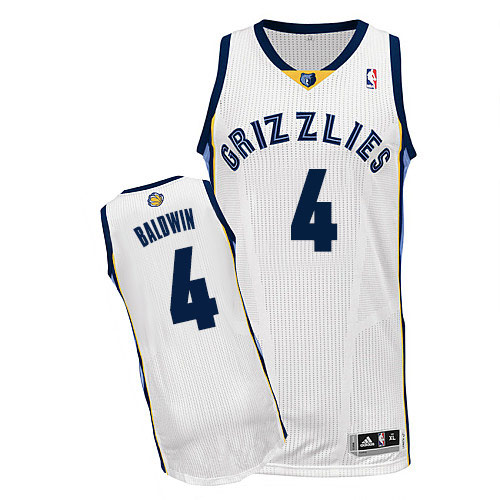 Men's Adidas Memphis Grizzlies #4 Wade Baldwin Authentic White Home NBA Jersey