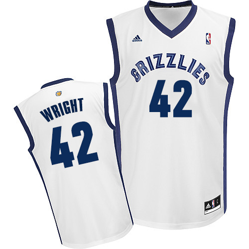 Men's Adidas Memphis Grizzlies #42 Lorenzen Wright Swingman White Home NBA Jersey