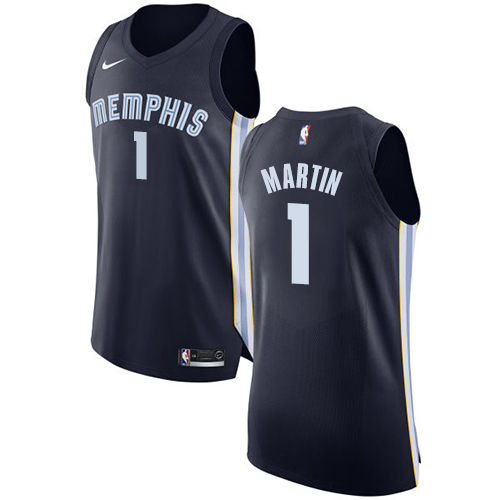Men's Nike Memphis Grizzlies #1 Jarell Martin Authentic Navy Blue Road NBA Jersey - Icon Edition