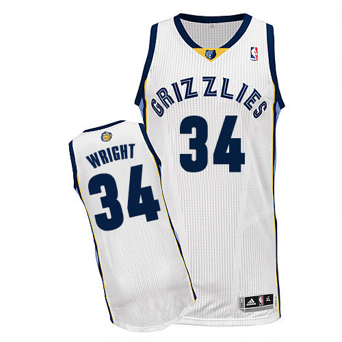 Men's Adidas Memphis Grizzlies #34 Brandan Wright Authentic White Home NBA Jersey