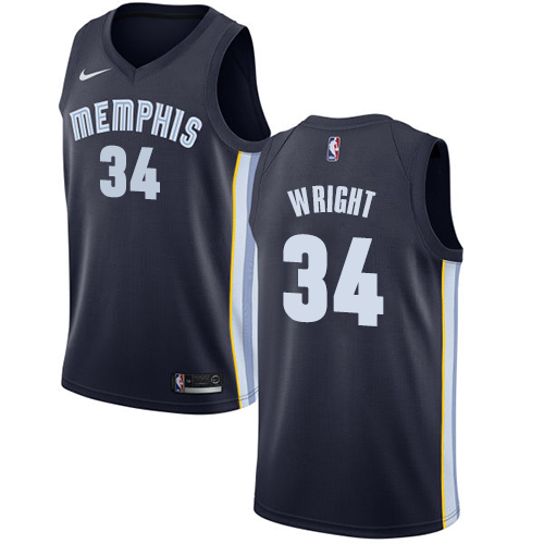Men's Nike Memphis Grizzlies #34 Brandan Wright Swingman Navy Blue Road NBA Jersey - Icon Edition