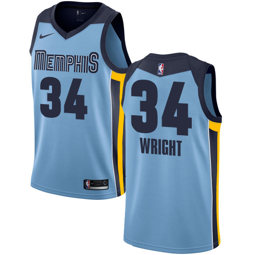 Men's Nike Memphis Grizzlies #34 Brandan Wright Authentic Light Blue NBA Jersey Statement Edition