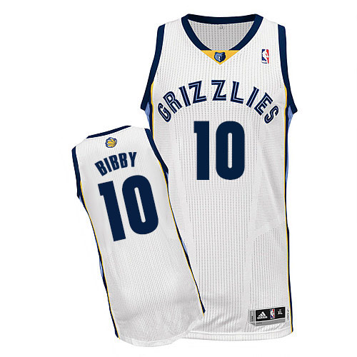 Men's Adidas Memphis Grizzlies #10 Mike Bibby Authentic White Home NBA Jersey