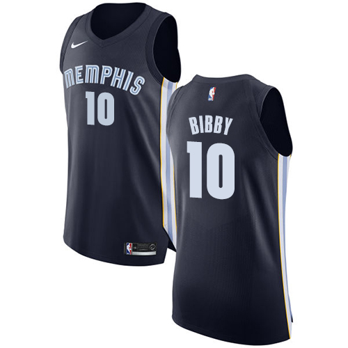 Men's Nike Memphis Grizzlies #10 Mike Bibby Authentic Navy Blue Road NBA Jersey - Icon Edition