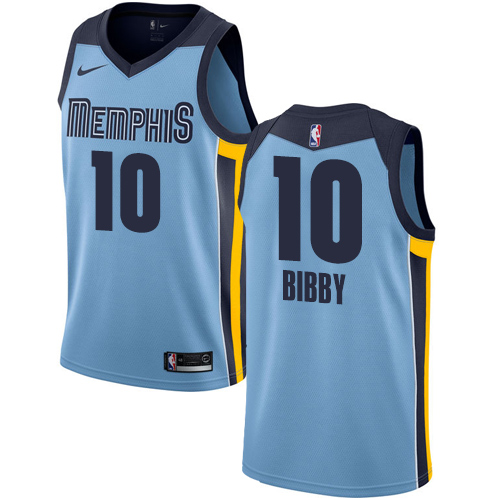 Men's Nike Memphis Grizzlies #10 Mike Bibby Authentic Light Blue NBA Jersey Statement Edition