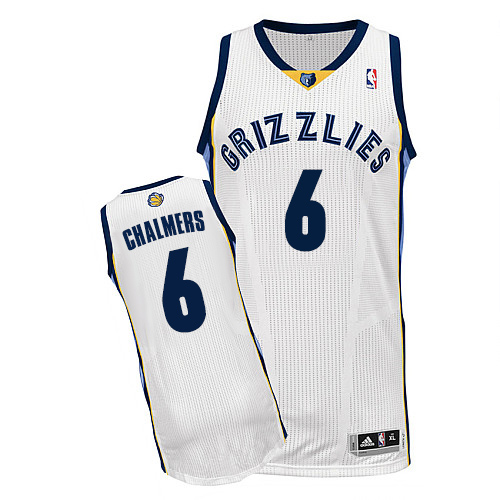 Women's Adidas Memphis Grizzlies #6 Mario Chalmers Authentic White Home NBA Jersey