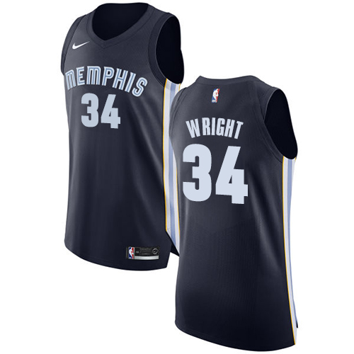 Women's Nike Memphis Grizzlies #34 Brandan Wright Authentic Navy Blue Road NBA Jersey - Icon Edition