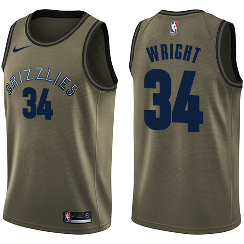 Youth Nike Memphis Grizzlies #34 Brandan Wright Swingman Green Salute to Service NBA Jersey