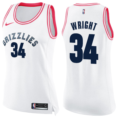 Women's Nike Memphis Grizzlies #34 Brandan Wright Swingman White/Pink Fashion NBA Jersey