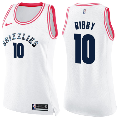Women's Nike Memphis Grizzlies #10 Mike Bibby Swingman White/Pink Fashion NBA Jersey