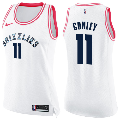 Women's Nike Memphis Grizzlies #11 Mike Conley Swingman White/Pink Fashion NBA Jersey