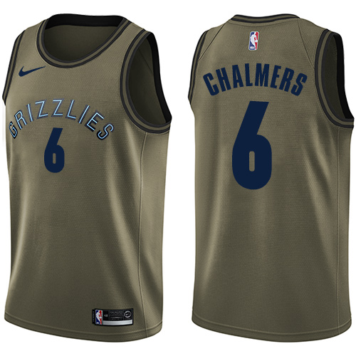 Men's Nike Memphis Grizzlies #6 Mario Chalmers Swingman Green Salute to Service NBA Jersey
