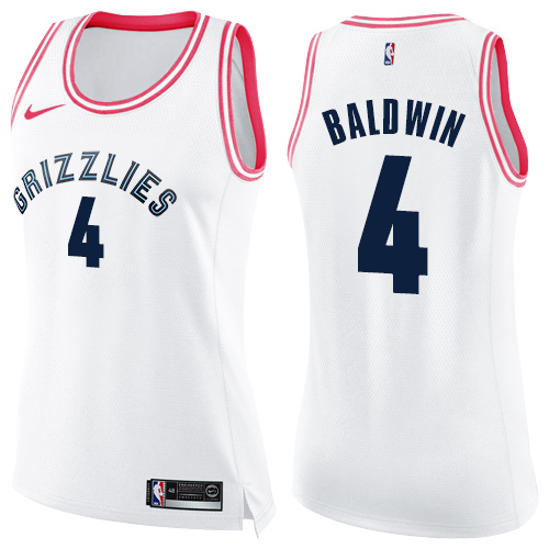Women's Nike Memphis Grizzlies #4 Wade Baldwin Swingman White/Pink Fashion NBA Jersey