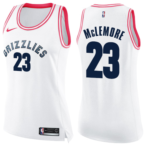 Women's Nike Memphis Grizzlies #23 Ben McLemore Swingman White/Pink Fashion NBA Jersey