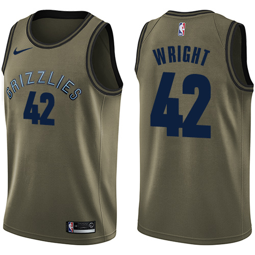 Men's Nike Memphis Grizzlies #42 Lorenzen Wright Swingman Green Salute to Service NBA Jersey