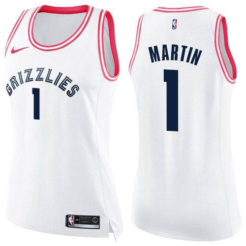 Women's Nike Memphis Grizzlies #1 Jarell Martin Swingman White/Pink Fashion NBA Jersey