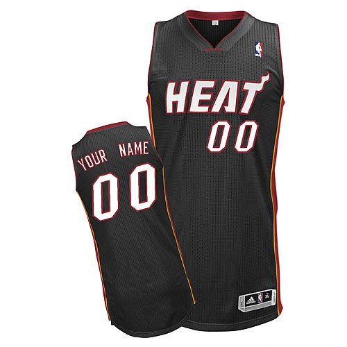 Men's Adidas Miami Heat Customized Authentic Black Road NBA Jersey