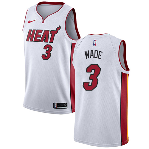 Men's Adidas Miami Heat #3 Dwyane Wade Authentic White Home NBA Jersey