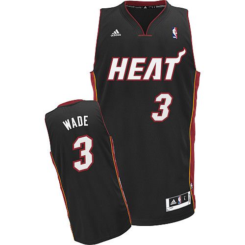 Men's Adidas Miami Heat #3 Dwyane Wade Swingman Black Road NBA Jersey