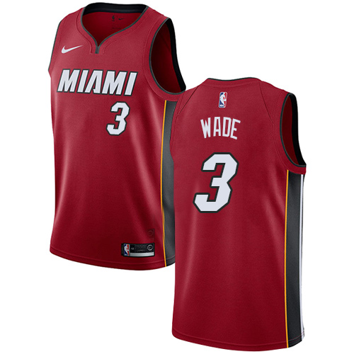 Men's Adidas Miami Heat #3 Dwyane Wade Authentic Red Alternate NBA Jersey