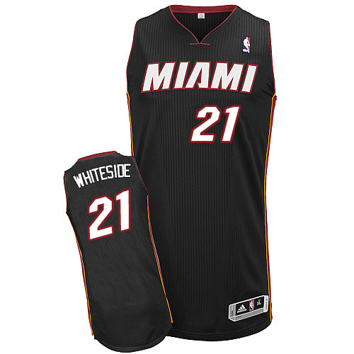 Men's Adidas Miami Heat #21 Hassan Whiteside Authentic Black Road NBA Jersey