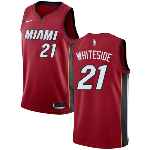 Men's Adidas Miami Heat #21 Hassan Whiteside Authentic Red Alternate NBA Jersey