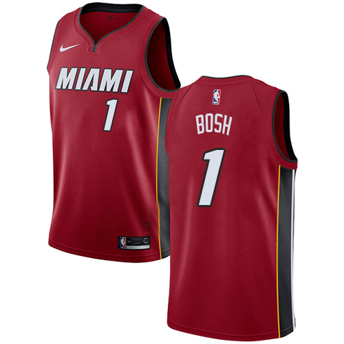 Men's Adidas Miami Heat #1 Chris Bosh Authentic Red Alternate NBA Jersey
