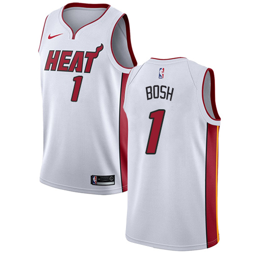 Women's Adidas Miami Heat #1 Chris Bosh Swingman White Home NBA Jersey