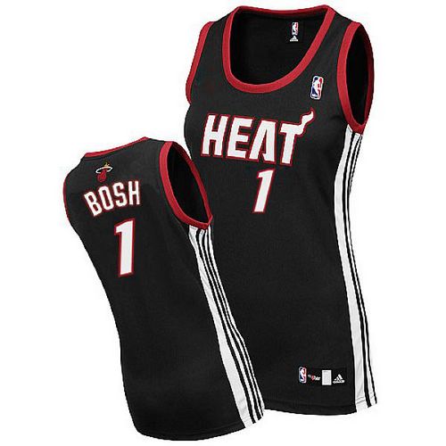Women's Adidas Miami Heat #1 Chris Bosh Authentic Black Road NBA Jersey