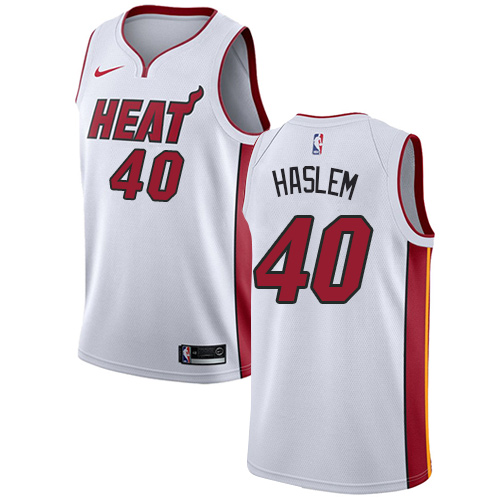 Men's Adidas Miami Heat #40 Udonis Haslem Authentic White Home NBA Jersey