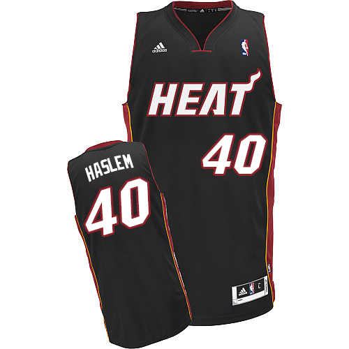 Men's Adidas Miami Heat #40 Udonis Haslem Swingman Black Road NBA Jersey