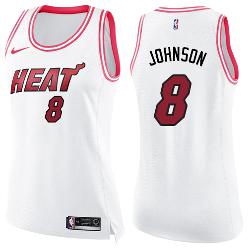 Women's Nike Miami Heat #8 Tyler Johnson Swingman White/Pink Fashion NBA Jersey
