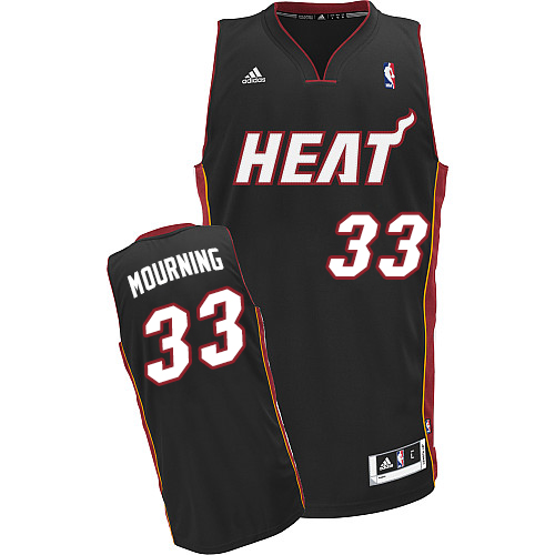 Men's Adidas Miami Heat #33 Alonzo Mourning Swingman Black Road NBA Jersey