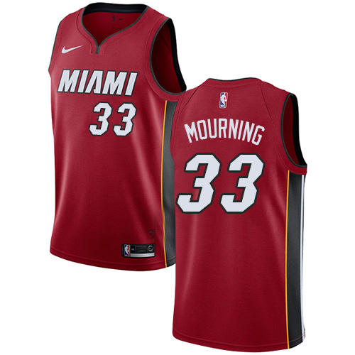 Men's Adidas Miami Heat #33 Alonzo Mourning Authentic Red Alternate NBA Jersey