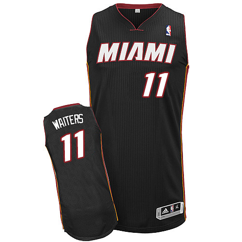 Men's Adidas Miami Heat #11 Dion Waiters Authentic Black Road NBA Jersey