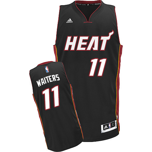 Men's Adidas Miami Heat #11 Dion Waiters Swingman Black Road NBA Jersey